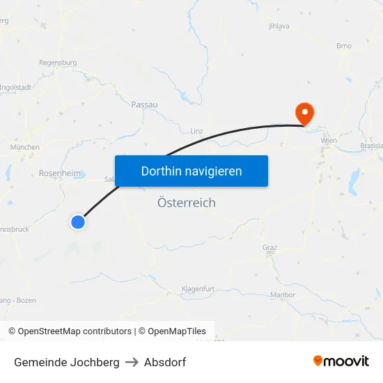 Gemeinde Jochberg to Absdorf map