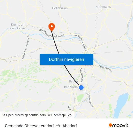 Gemeinde Oberwaltersdorf to Absdorf map