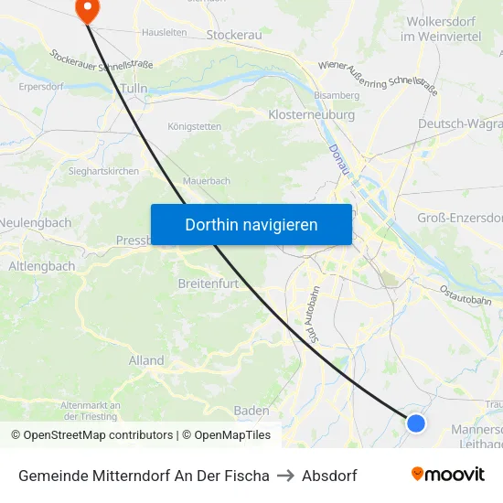 Gemeinde Mitterndorf An Der Fischa to Absdorf map