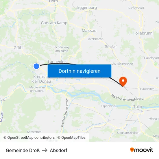 Gemeinde Droß to Absdorf map