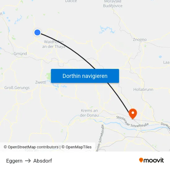 Eggern to Absdorf map