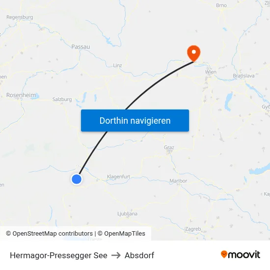 Hermagor-Pressegger See to Absdorf map