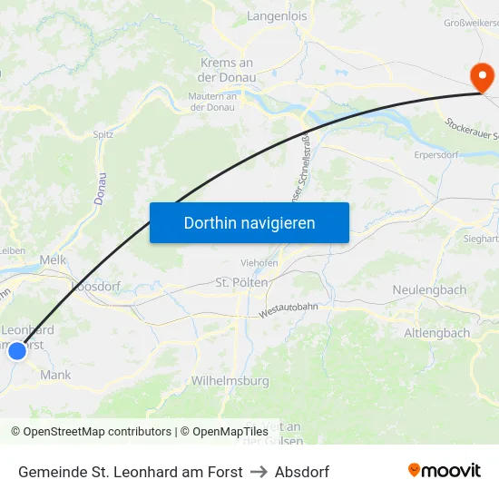 Gemeinde St. Leonhard am Forst to Absdorf map