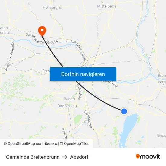 Gemeinde Breitenbrunn to Absdorf map