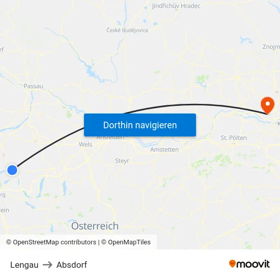 Lengau to Absdorf map