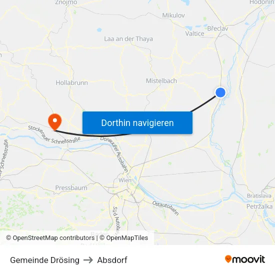 Gemeinde Drösing to Absdorf map