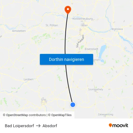 Bad Loipersdorf to Absdorf map