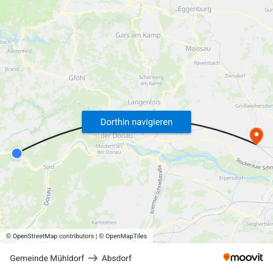Gemeinde Mühldorf to Absdorf map