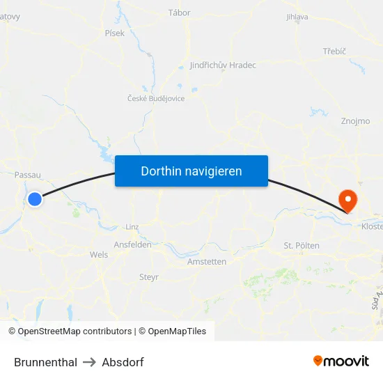 Brunnenthal to Absdorf map