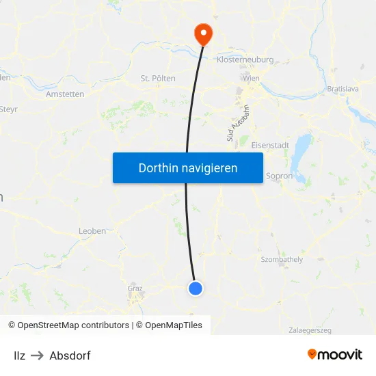 Ilz to Absdorf map