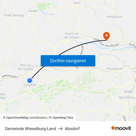 Gemeinde Wieselburg-Land to Absdorf map