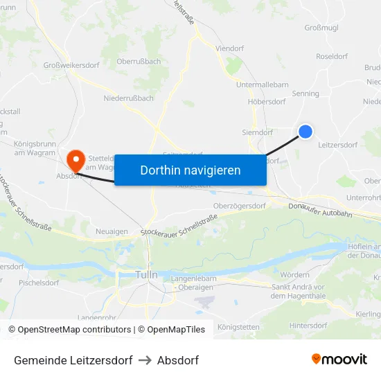 Gemeinde Leitzersdorf to Absdorf map