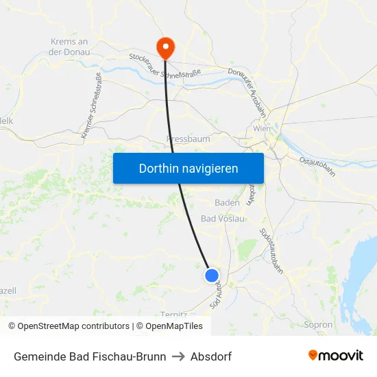Gemeinde Bad Fischau-Brunn to Absdorf map
