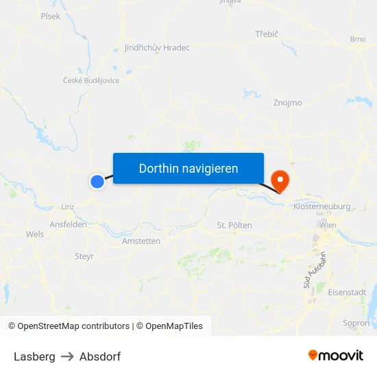 Lasberg to Absdorf map
