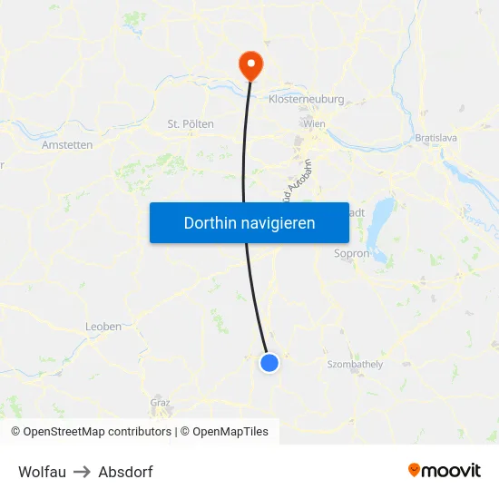 Wolfau to Absdorf map
