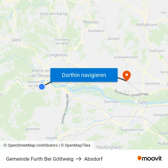Gemeinde Furth Bei Göttweig to Absdorf map