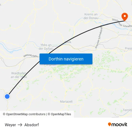 Weyer to Absdorf map