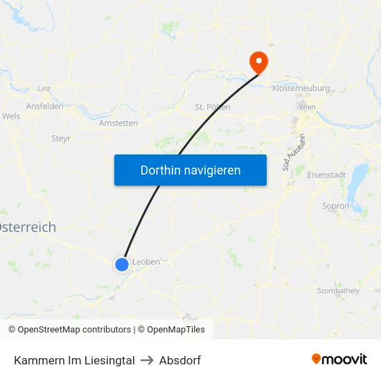 Kammern Im Liesingtal to Absdorf map