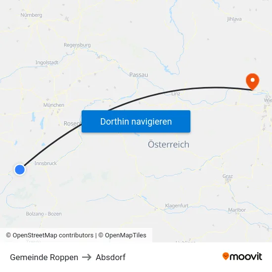 Gemeinde Roppen to Absdorf map
