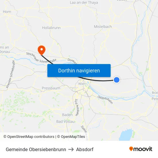 Gemeinde Obersiebenbrunn to Absdorf map