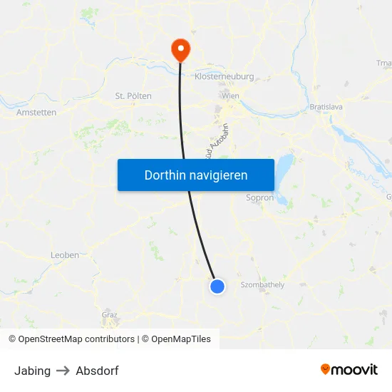 Jabing to Absdorf map