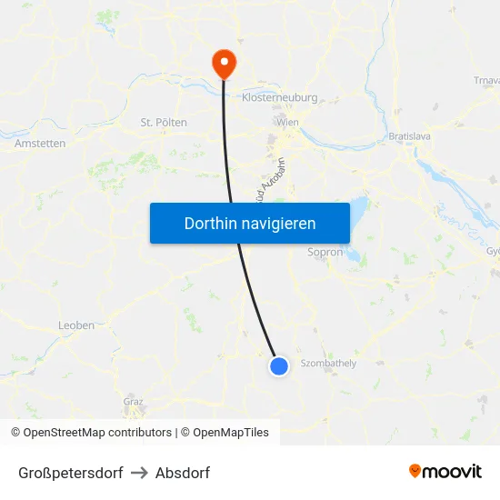 Großpetersdorf to Absdorf map