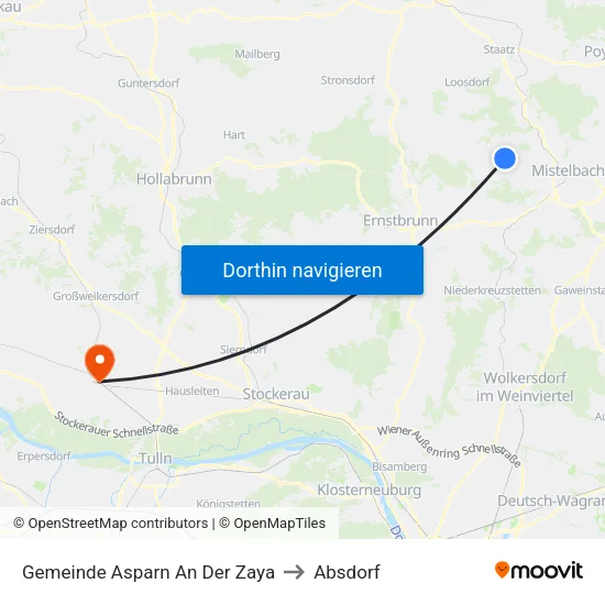 Gemeinde Asparn An Der Zaya to Absdorf map
