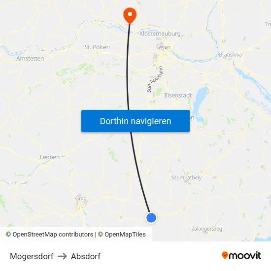 Mogersdorf to Absdorf map