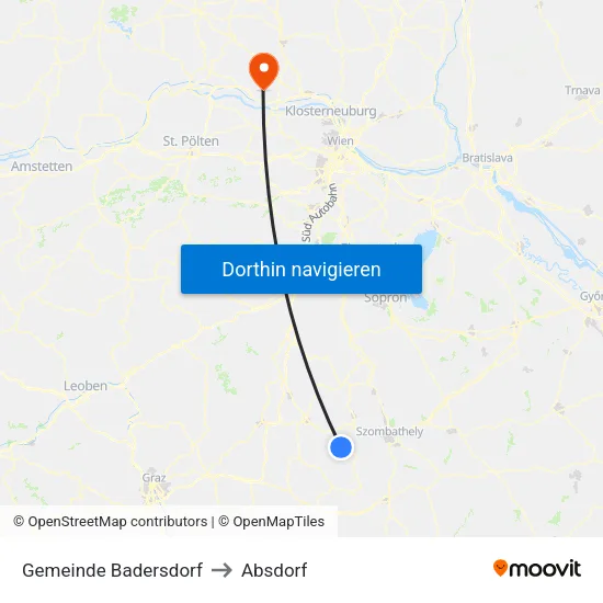 Gemeinde Badersdorf to Absdorf map