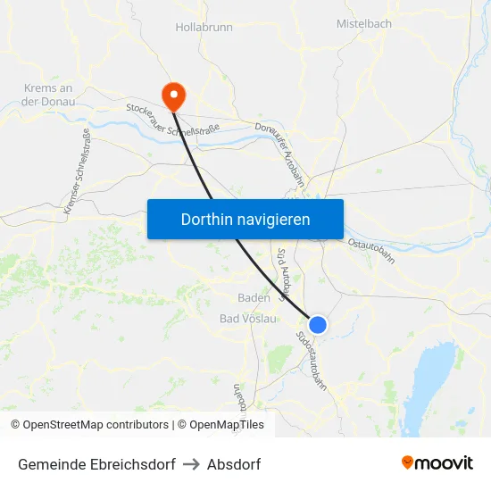 Gemeinde Ebreichsdorf to Absdorf map