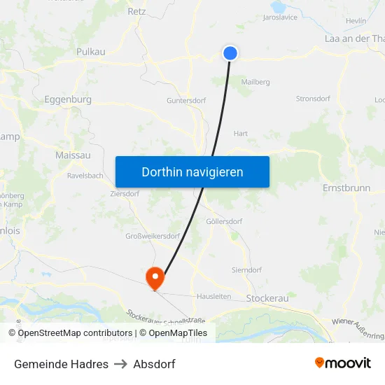 Gemeinde Hadres to Absdorf map