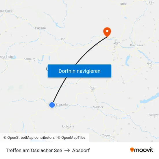 Treffen am Ossiacher See to Absdorf map
