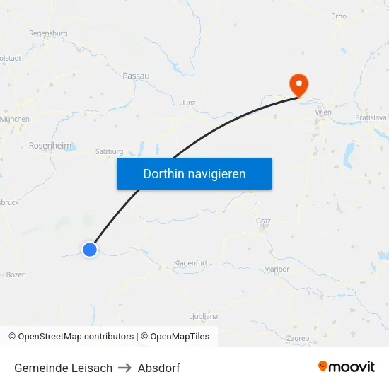 Gemeinde Leisach to Absdorf map
