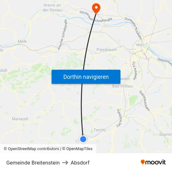 Gemeinde Breitenstein to Absdorf map