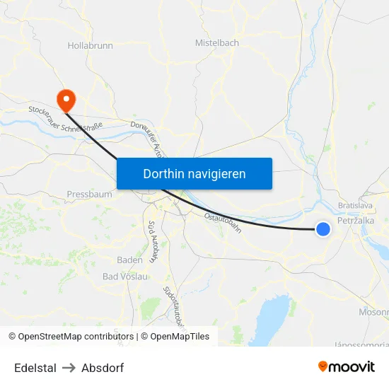 Edelstal to Absdorf map