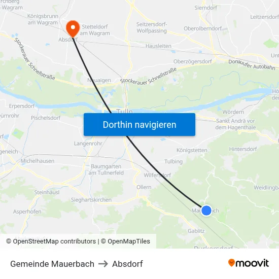 Gemeinde Mauerbach to Absdorf map