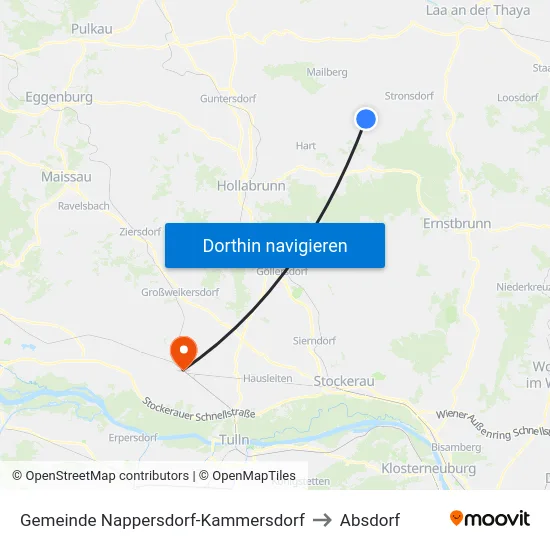 Gemeinde Nappersdorf-Kammersdorf to Absdorf map