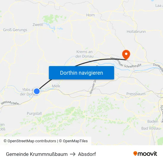 Gemeinde Krummnußbaum to Absdorf map
