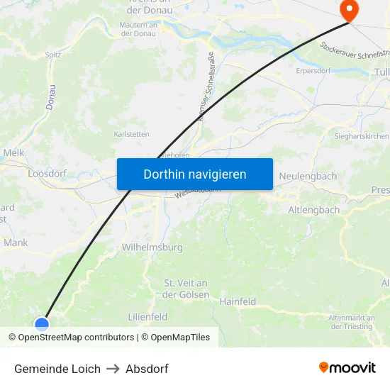 Gemeinde Loich to Absdorf map