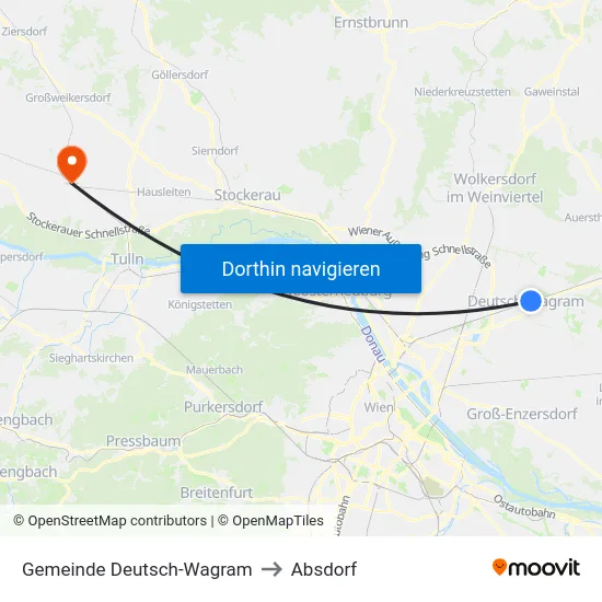 Gemeinde Deutsch-Wagram to Absdorf map