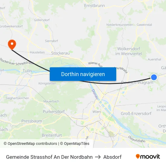 Gemeinde Strasshof An Der Nordbahn to Absdorf map