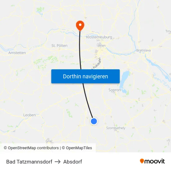Bad Tatzmannsdorf to Absdorf map