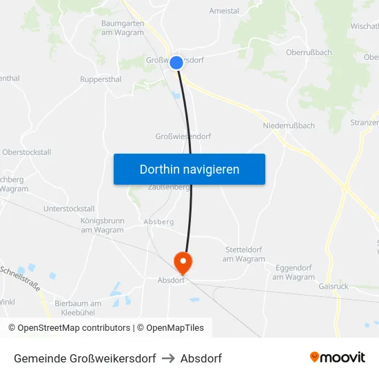 Gemeinde Großweikersdorf to Absdorf map