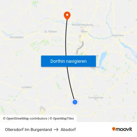 Ollersdorf Im Burgenland to Absdorf map