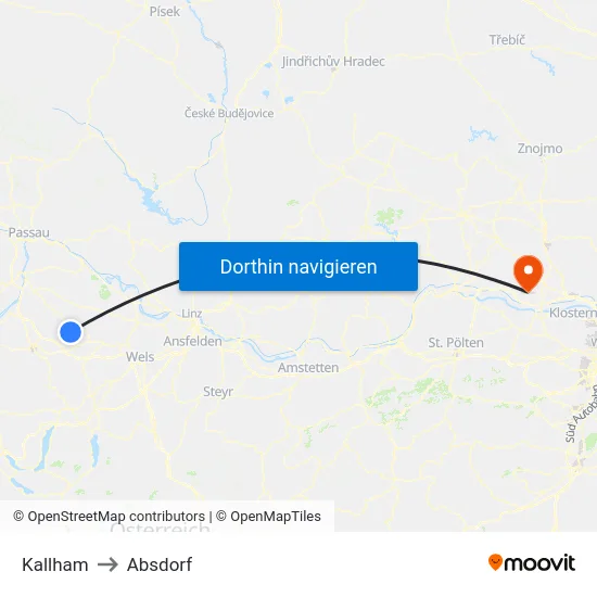 Kallham to Absdorf map