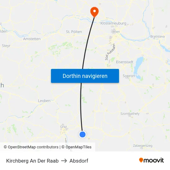 Kirchberg An Der Raab to Absdorf map