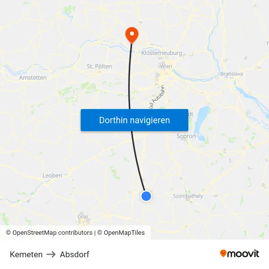 Kemeten to Absdorf map