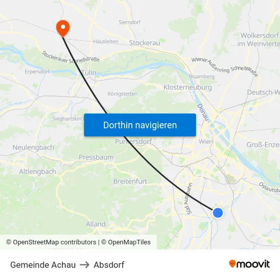 Gemeinde Achau to Absdorf map