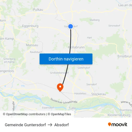 Gemeinde Guntersdorf to Absdorf map