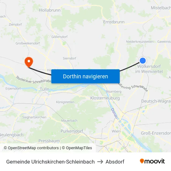 Gemeinde Ulrichskirchen-Schleinbach to Absdorf map